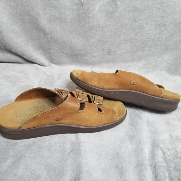 SAS Tripad Comfort WORN IN Brown Leather Womens 3 Buckle Sandals READ - Picture 4 of 12